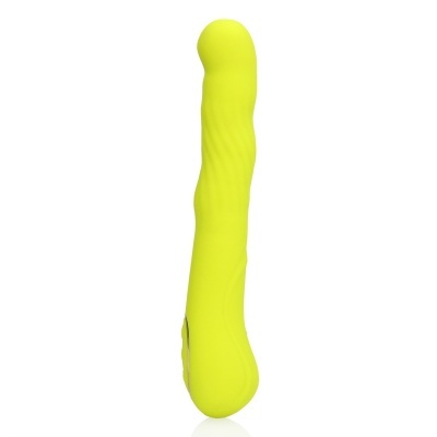 Vibrador amarelo em silicone com textura ondulada
