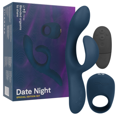 Conjunto de brinquedos sexuais em silicone azul escuro e comandos remotos com caixa