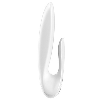 Vibrador branco ergonómico com duplo estímulo