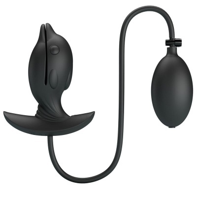 Dispositivo inflável preto com bomba manual e tubo flexível