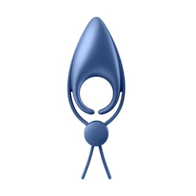 Anel azul de silicone com ponta alongada e fecho aberto