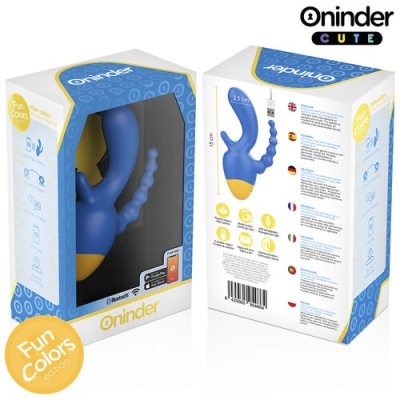 Caixa do produto sex toy azul e amarelo Oninder Cute Fun Colors