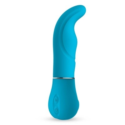 Vibrador azul de silicone com formato curvo