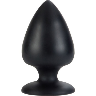 Plug anal preto em silicone com base alargada