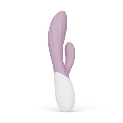 vibrador de silicone lilás e branco