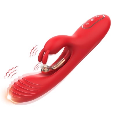 Vibrador vermelho com ranhuras e controlos