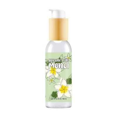 Frasco plástico com doseador e rótulo floral verde