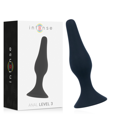 Plug anal preto em silicone com embalagem