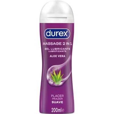 Frasco roxo de gel lubrificante Durex com tampa branca