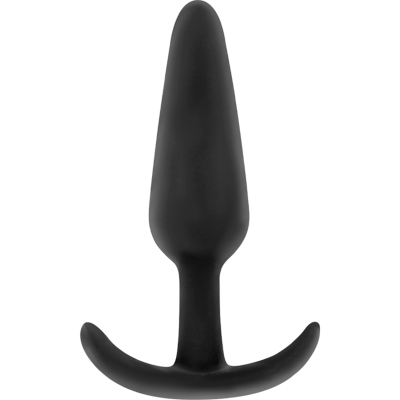 Plug anal preto em silicone, forma cónica, base curvada