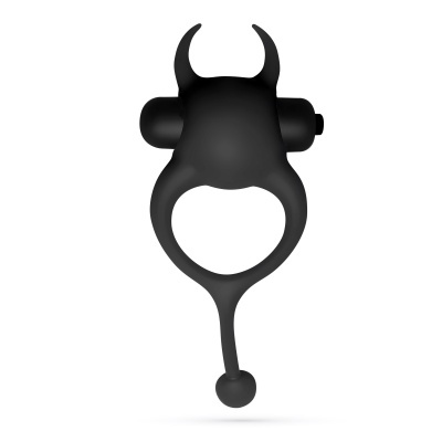 Anel preto de silicone com cilindros laterais e prolongamento fino com bola