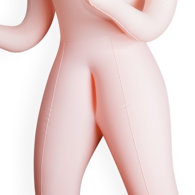 Figura insuflável rosa clara com pernas e braços visíveis