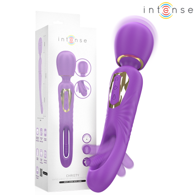 Vibrador wand sexual roxo Intense com embalagem e detalhes dourados
