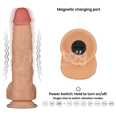 Vibrador realístico com botão e porta de carregamento magnético