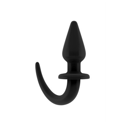Plug anal preto com cauda curva
