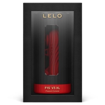 Embalagem preta LELO com produto vermelho F1S V3 XL