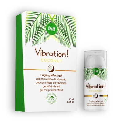Gel com efeito de vibração Vibration! Coconut intt com embalagem branca e verde
