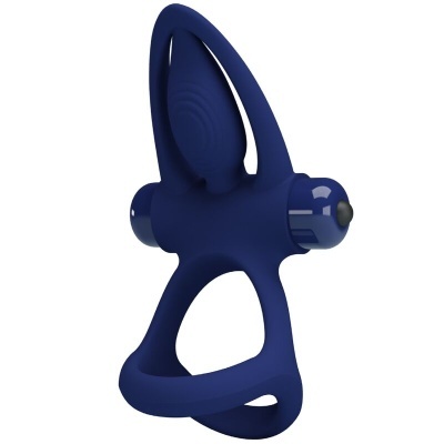 Dispositivo azul escuro em silicone com textura e forma ergonómica