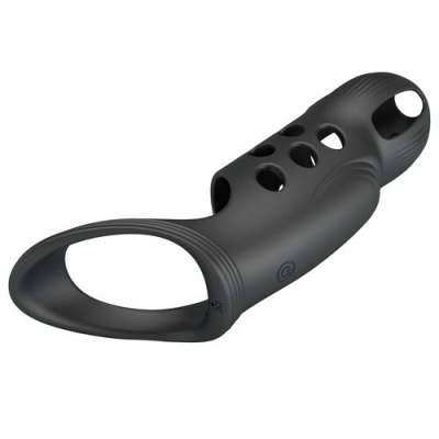 Anel para adultos preto em silicone com buracos e botões