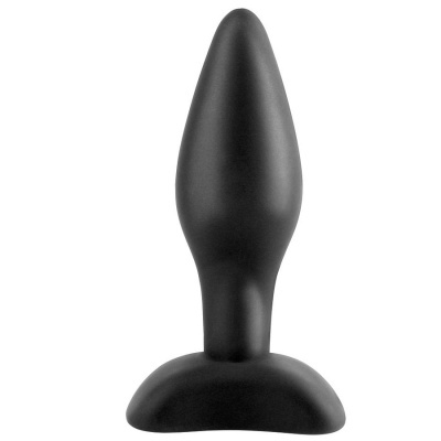Plug anal preto de silicone com base larga