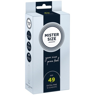 Embalagem de preservativos Mister Size tamanho 49 extra fine