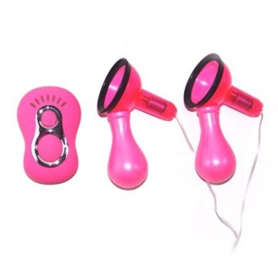 conjunto dois vibradores rosa com telecomando rosa e botões cromados