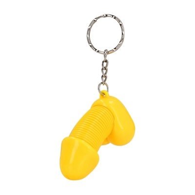 Porta-chaves amarelo em forma tubular com mola e argola metálica