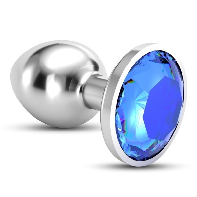 Plug anal metálico com cristal azul na base