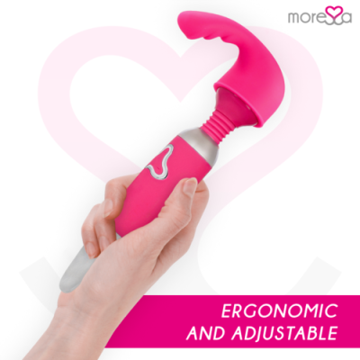 Vibrador rosa ergonómico com detalhes prateados