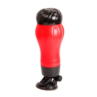 Frasco vermelho com tampa preta e base de ventosa