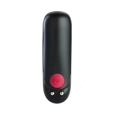 Controlador remoto preto com botão vermelho FUN