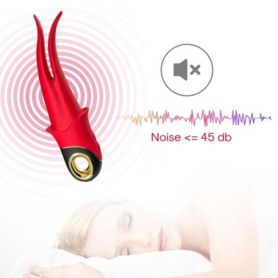 Produto vermelho e preto com duas pontas flexíveis e texto Noise