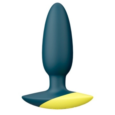 Plug anal azul escuro com base amarela