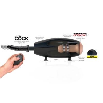 Máquina de sexo automática preta com sonda flexível e controles manuais