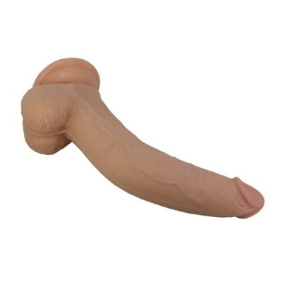 Dildo realista em cor pele, material flexível, veias e glande detalhadas