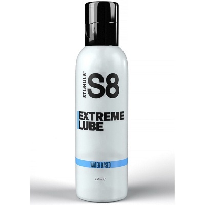 Frasco branco de lubrificante S8 EXTREME LUBE com tampa preta