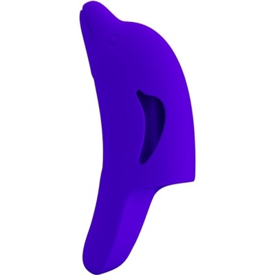 Dispositivo vibrador roxo em forma de golfinho de silicone com textura lisa