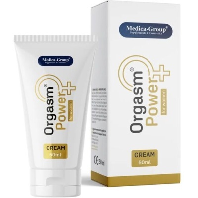 Frasco e caixa de creme Orgasm Power+ 50 ml para mulheres