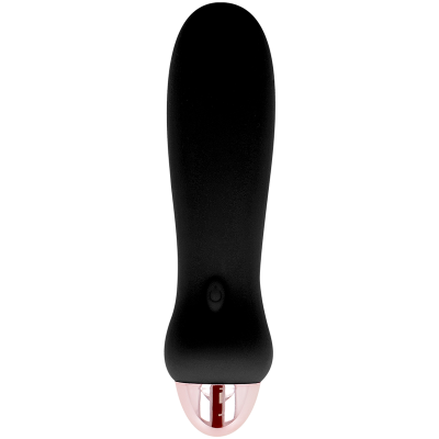 Vibrador preto com base rosa metálica
