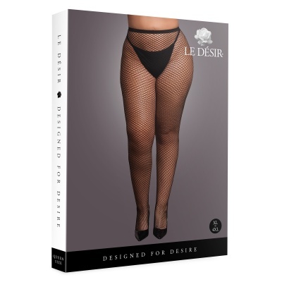 Embalagem de meias de rede pretas para senhora com padrão em losangos.