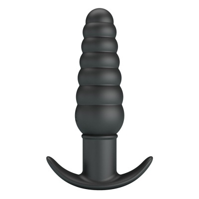Brinquedo sexual anal preto em silicone com base em T.