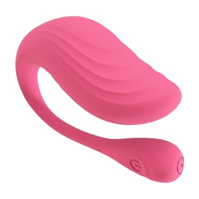 Produto cor-de-rosa com forma curva e botão liga