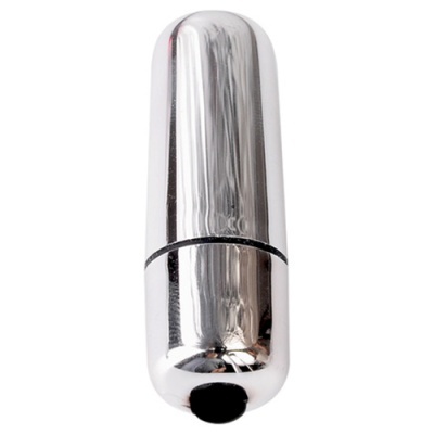 vibrador cilíndrico prateado com botão preto