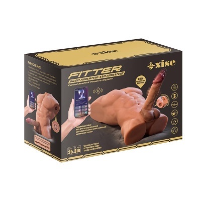 Caixa de dildo vibratório com controlo por APP Bluetooth em pele sintética cor pele