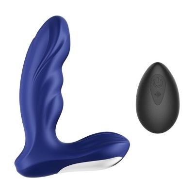 Produto sexual azul com comando remoto preto