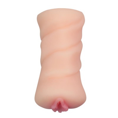 Produto sexual masculino com textura em espiral e abertura vaginal rosa clara