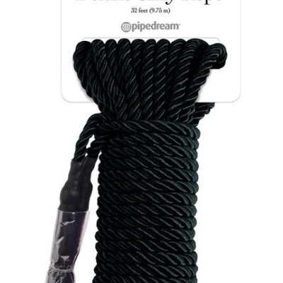 Corda preta Deluxe Silky Rope da marca Pipedream embalada