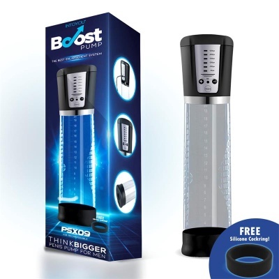 Bomba para aumento masculino Boost Pump com base preta e painel digital