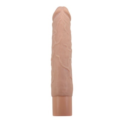 Vibrador cor pele com textura e base cilíndrica