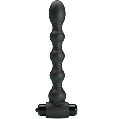acessório sexual anal preto com esferas e controle vibratório